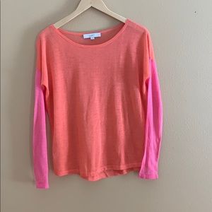 Loft lightweight orange and pink sweater XS
